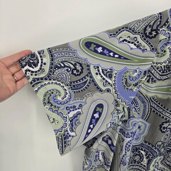 Only necessities womens size 4X purple blue paisley button up short sleeve shirt - Picture 2 of 8
